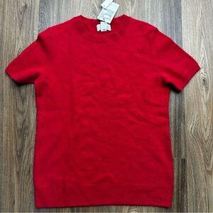 Caslon Cashmere Wool Womens Red Short Sleeve Sweater Crew Neck Size XS NEW